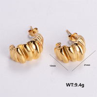 1 Pair Retro Roman Style Geometric Plating 304 Stainless Steel 18K Gold Plated Ear Studs main image 6