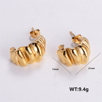 1 Pair Retro Roman Style Geometric Plating 304 Stainless Steel 18K Gold Plated Ear Studs sku image 8