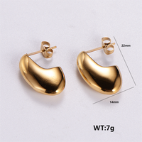1 Pair Retro Roman Style Geometric Plating 304 Stainless Steel 18K Gold Plated Ear Studs sku image 3