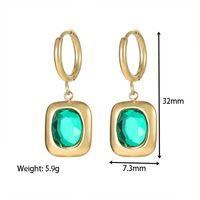 Retro Circle Square Stainless Steel Drop Earrings Inlay Zircon Stainless Steel Earrings 1 Pair main image 6