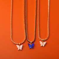 Copper Elegant Lady Plating Butterfly Pendant Necklace main image 6