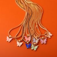 Copper Elegant Lady Plating Butterfly Pendant Necklace main image 9
