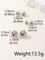 3 Pairs Hip-hop Retro Solid Color Plating Braid Metal White Gold Plated Ear Studs main image 2