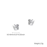 1 Pair Casual Simple Style Swan Plating Inlay Sterling Silver Rhinestones Rose Gold Plated White Gold Plated Ear Studs main image 3