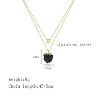 304 Stainless Steel 18K Gold Plated Simple Style Inlay Heart Shape Crystal Pendant Necklace main image 6