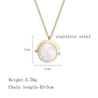 304 Stainless Steel Simple Style Plating Inlay Round Malachite Shell Pendant Necklace main image 7