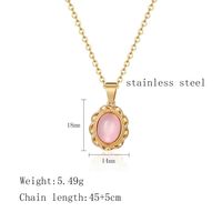 304 Stainless Steel 18K Gold Plated Casual Simple Style Inlay Oval Opal Pendant Necklace main image 7