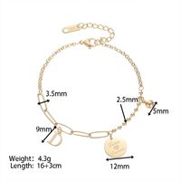 Retro Ronda Letra Acero Titanio Pulsera Enchapado Pulseras De Acero Inoxidable sku image 2