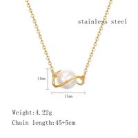 304 Stainless Steel 18K Gold Plated Elegant Simple Style Plating Inlay Round Artificial Pearls Pendant Necklace main image 2
