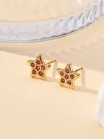 1 Pair Simple Style Shiny Star Plating Inlay 304 Stainless Steel Zircon 18K Gold Plated Ear Studs main image 4