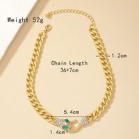 Retro Cool Style Snake Alloy Plating Inlay Artificial Rhinestones 14k Gold Plated Women's Necklace main image 5
