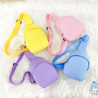 Kid's Pu Leather Solid Color Streetwear Bucket Zipper Fanny Pack main image 1