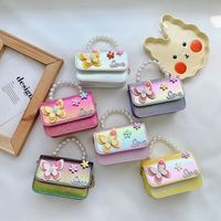 Girl's Special Material Letter Butterfly Cute Pearls Square Flip Cover Handbag main image 1