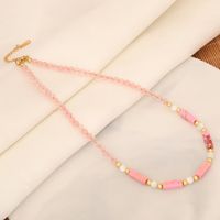 Commute Geometric Stainless Steel Natural Stone Shell Beaded Handmade Natural Stone 18K Gold Plated Women's Necklace main image 10