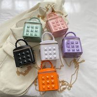 Girl's Pvc Solid Color Elegant Square Zipper Handbag main image 1