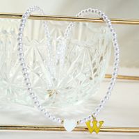 Sweet Letter Heart Shape 304 Stainless Steel Arylic Beaded Enamel Resin 18K Gold Plated Women's Pendant Necklace sku image 21