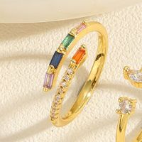 Elegant Classic Style Geometric Copper Plating Inlay Artificial Pearls Zircon 14k Gold Plated Open Rings main image 3