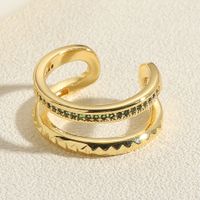 Elegant Classic Style Geometric Copper Plating Inlay Artificial Pearls Zircon 14k Gold Plated Open Rings main image 6