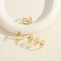 Elegant Classic Style Geometric Copper Plating Inlay Artificial Pearls Zircon 14k Gold Plated Open Rings main image 7