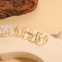 Elegant Classic Style Geometric Copper Plating Inlay Artificial Pearls Zircon 14k Gold Plated Open Rings main image 4