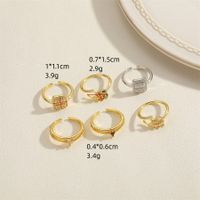 Retro Simple Style Commute Grain Copper Plating Inlay Zircon 14k Gold Plated White Gold Plated Open Rings main image 2