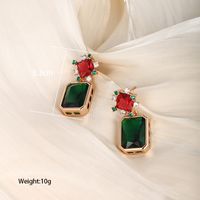 1 Pair Vintage Style Xuping Square Oval Water Droplets Plating Inlay Copper Alloy Artificial Gemstones 18k Gold Plated Drop Earrings main image 3