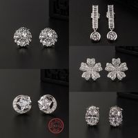 1 Pair Ig Style Vintage Style Star Flower Plating Inlay Sterling Silver Zircon White Gold Plated Rhodium Plated Ear Studs main image 1