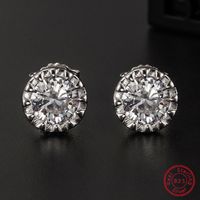 1 Pair Ig Style Vintage Style Star Flower Plating Inlay Sterling Silver Zircon White Gold Plated Rhodium Plated Ear Studs main image 2