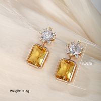 1 Pair Vintage Style Xuping Square Oval Water Droplets Plating Inlay Copper Alloy Artificial Gemstones 18k Gold Plated Drop Earrings main image 4