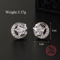 1 Pair Ig Style Vintage Style Star Flower Plating Inlay Sterling Silver Zircon White Gold Plated Rhodium Plated Ear Studs sku image 3