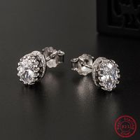 1 Pair Ig Style Vintage Style Star Flower Plating Inlay Sterling Silver Zircon White Gold Plated Rhodium Plated Ear Studs main image 6