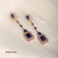 1 Pair Vintage Style Xuping Square Oval Water Droplets Plating Inlay Copper Alloy Artificial Gemstones 18k Gold Plated Drop Earrings main image 5