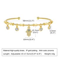 Copper Gold Plated Simple Style Roman Style Plating Heart Shape Diamond Bracelets sku image 6