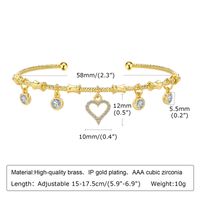 Copper Gold Plated Simple Style Roman Style Plating Heart Shape Diamond Bracelets sku image 1
