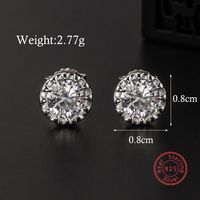 1 Pair Ig Style Vintage Style Star Flower Plating Inlay Sterling Silver Zircon White Gold Plated Rhodium Plated Ear Studs sku image 2