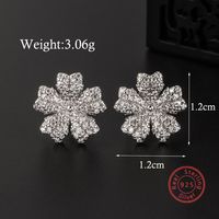 1 Pair Ig Style Vintage Style Star Flower Plating Inlay Sterling Silver Zircon White Gold Plated Rhodium Plated Ear Studs sku image 4