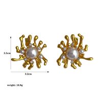 1 Piece Vintage Style Fireworks Plating Inlay Copper Artificial Pearls Artificial Diamond 18k Gold Plated Ear Studs main image 2