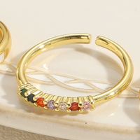Retro Simple Style Geometric Copper Plating Inlay Zircon 14k Gold Plated Open Rings sku image 1