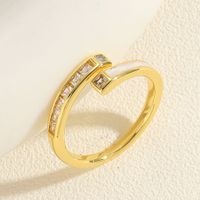 Retro Simple Style Geometric Copper Plating Inlay Zircon 14k Gold Plated Open Rings sku image 6