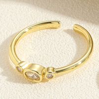 Retro Simple Style Geometric Copper Plating Inlay Zircon 14k Gold Plated Open Rings sku image 4