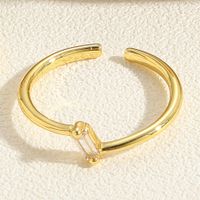 Retro Simple Style Geometric Copper Plating Inlay Zircon 14k Gold Plated Open Rings sku image 2