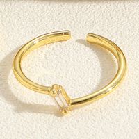 Retro Simple Style Geometric Copper Plating Inlay Zircon 14k Gold Plated Open Rings main image 9