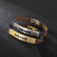 Rock Punk Geométrico Acero Titanio Enchapado Chapados en oro de 18k Hombres Brazalete main image 1