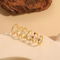 Elegant Simple Style Water Droplets Copper Plating Inlay Zircon 14k Gold Plated Open Rings main image 1