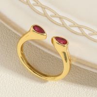 Elegant Simple Style Water Droplets Copper Plating Inlay Zircon 14k Gold Plated Open Rings main image 7