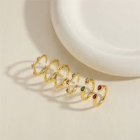 Elegant Simple Style Water Droplets Copper Plating Inlay Zircon 14k Gold Plated Open Rings main image 8