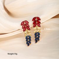 1 Pair Xuping Romantic Sweet Leaf Flower Plating Inlay Copper Alloy Artificial Gemstones 18k Gold Plated Drop Earrings main image 4