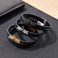 Simple Style Eagle Leather Titanium Steel Plating 18K Gold Plated Men's Bangle main image 1