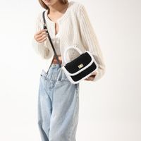 Women's Suede Solid Color Basic Classic Style Streetwear Sewing Thread Square Flip Cover Handbag Flap Backpack main image 5