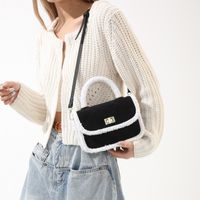 Women's Suede Solid Color Basic Classic Style Streetwear Sewing Thread Square Flip Cover Handbag Flap Backpack main image 7